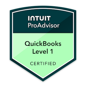 Intuit ProAdvisor QuickBooks Level 1 Certified badge